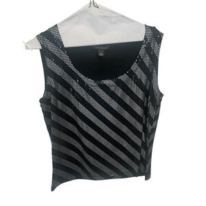 St. John Black and Silver Sequin Top Size M